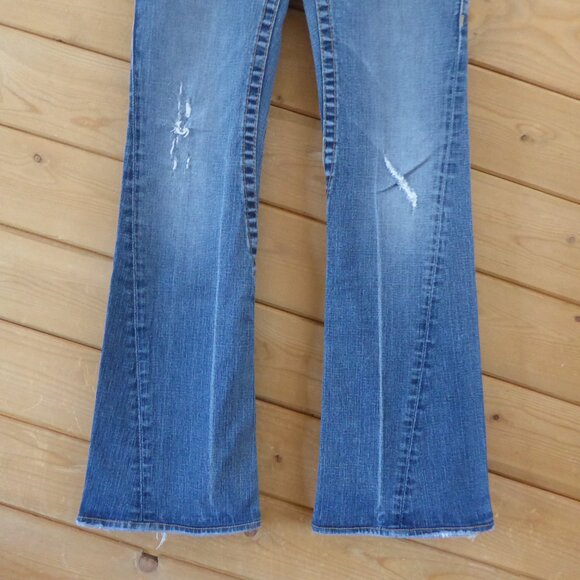 Blue Religion Light Blue Low Rise Boot Legs Yellow Button Flap Pockets Jeans 28 - Picture 4 of 15